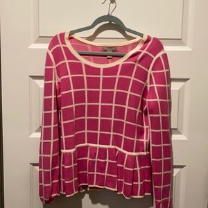 Peplum window pane pink top